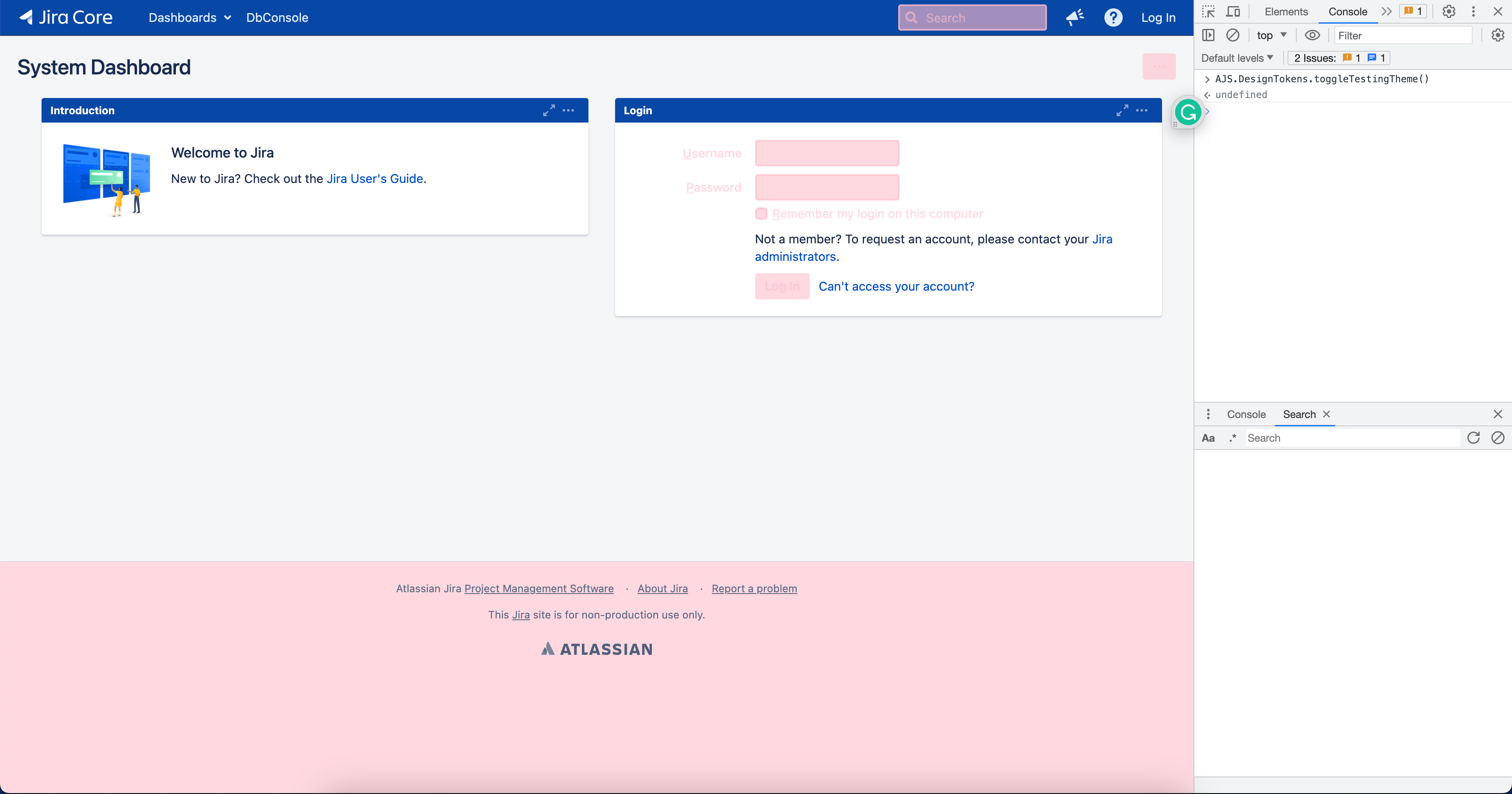 Showcase of design tokens testing theme in Jira